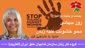 ٢۵ نوامبر روز جهانی محو خشونت علیه زنان، زری صدرنشین